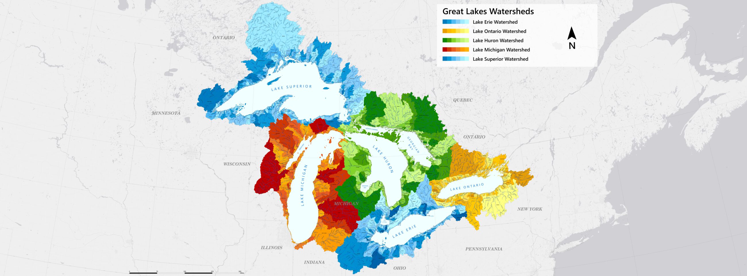 Great Lakes Watersheds Map